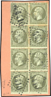 Obl. 19 - 1c. Vert-olive. Bloc De 8. Obl. GC 4410 S/petit Fragment. TB. - 1862 Napoleon III