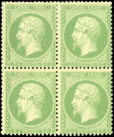 * 20g - 5c. Vert-jaune S/verdâtre. Bloc De 4. TB. - 1862 Napoleon III