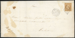 Obl. 21 - 10c. Bistre Obl. Grille S/faire-part De Deuil Frappé Du CàD CORPS EXP. D'ITALIE Du 10 Août 1864 à Destination  - 1862 Napoléon III