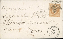 Obl. 21 - 10c. Bistre Obl. étoile 22 S/carte Frappée Du CàD De PARIS - R. TAITBOUT Du 6 Octobre 1870 à Destination De TO - 1862 Napoleon III