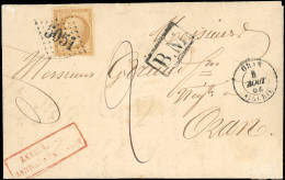 Obl. 21 - 10c. Bistre Obl. GC 5051 S/lettre Locale Frappée Du CàD D'ORAN - ALGERIE Du 8 Août 1864. Cachet Encadré BM Et  - 1862 Napoleon III