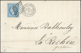 Obl. 22 - 20c. Bleu Obl. Grille S/lettre Manuscrite De ROME Le 26 Juin 1866, Frappée Du Cachet ''CORPS EXP. D'ITALIE - 2 - 1862 Napoléon III