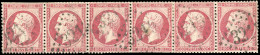 Obl. 24 - 80c. Rose. Bande De 6. Obl GC 321. B. - 1862 Napoléon III.