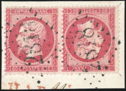 Obl. 24b - 80c. Rose. Paire Tête-Bêche. Obl. GC 2818 S/fragment. Très Belle Nuance. SUP. - 1862 Napoléon III.