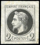 (*) 26 - 2c. Epreuve En Noir S/papier De Chine. SUP. - 1863-1870 Napoléon III Con Laureles