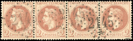 Obl. 26B - 2c. Rouge-brun. Bande De 4. Obl. GC 2145. SUP. - 1863-1870 Napoleon III Gelauwerd