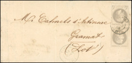 Obl. 27A - Paire Verticale Du 4c. Gris Obl. S/bande De Papier D'affaire Frappée Du CàD De MONACO 16 Novembre 1868 à Dest - 1863-1870 Napoleon III With Laurels