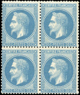 * 29B - 20c. Bleu. Bloc De 4. TB. - 1863-1870 Napoléon III Con Laureles