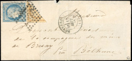 Obl. 36+37 - Coupé Diagonale Du 10c. Bistre-jaune + 20c. Bleu Obl. GC 1364 S/lettre Frappée Du CàD De DUNKERQUE Du 10 Se - 1870 Beleg Van Parijs