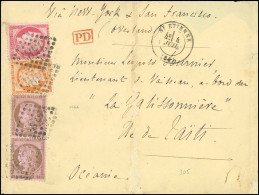 Obl. 38+2x54+57 - Affranchissement à 1F.40 De ST-ETIENNE Du 4 Juillet 1875 à Destination De TAHITI. Cachet D'arrivée Au  - 1870 Siège De Paris