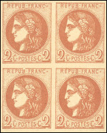 * 40B - 2c. Brun-rouge. Bloc De 4. Petit Bas De Feuille. TB. - 1870 Uitgave Van Bordeaux
