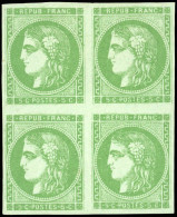 ** 42B - 5c. Vert-jaune. Report 2. 2 Timbres *. Fraîcheur Postale. SUP. - 1870 Ausgabe Bordeaux