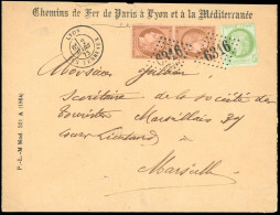 Obl. 58c+53 - 10c. Brun S/rose, Paire Verticale Tête-Bêche + 5c. Vert-jaune S/azuré Obl. GC 6316 S/lettre Frappée Du CàD - 1871-1875 Cérès