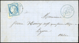 Obl. 60A - 25c. Bleu, Type I, Obl. S/lettre Frappée Du CàD Bleu De TAIN Du 23 Mai 1876 à Destination De LYON - RHONE. Ar - 1871-1875 Cérès
