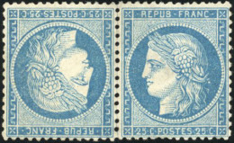 (*) 60Ab - 25c. Bleu. Type I. Paire Tête-Bêche. Centrage Parfait. Grande Fraîcheur. SUP. - 1871-1875 Cérès