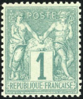 * 61 - 1c. Vert. 2 Pièces. TB. - 1876-1878 Sage (Type I)