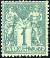 * 61 - 1c. Vert. 2 Pièces ** Ou *. TB. - 1876-1878 Sage (Type I)