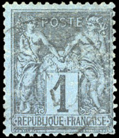 Obl. 84 - 1c. Noir S/bleu De Prusse. Nuance Claire. Obl. Légère. TB. - 1876-1878 Sage (Type I)