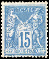 * 90a - 15c. Bleu S/bleu. TB. - 1876-1878 Sage (Type I)