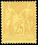 * 92 - 25c. Bistre S/jaune. TB. - 1876-1878 Sage (Type I)