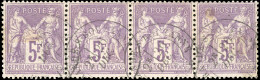 Obl. 95 - 5F. Violet S/lilas. Bande De 4. Obl. CàD. SUP. - 1876-1878 Sage (Type I)