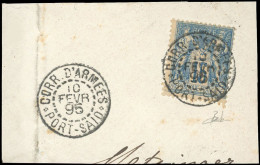 Obl. 101 - 15c. Bleu Obl. S/petit Fragment Frappé Du CàD Du CORR. D'ARMEES - PORT-SAID Du 10 Février 1895. SUP. - 1876-1878 Sage (Type I)