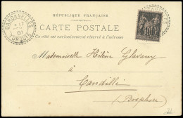 Obl. 103 - 10c. Noir S/lilas Obl. S/carte Postale Frappée Du Cachet Perlé De DARDANELLES - TURQUIE Du 17 Septembre 1901  - 1876-1878 Sage (Type I)