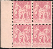 * 104 - 50c. Rose. Bloc De 4. Bord De Feuille. Paire Inférieure **. TB. - 1876-1878 Sage (Type I)