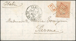 Obl. 31 - Courrier Retardé Du NEPTUNE. 40c. Lauré Obl. étoile 1 S/lettre Frappée Du Cachet Rouge Encadré "PD" Et Du CàD  - Guerre De 1870