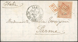 Obl. 31 - Courrier Retardé Du NEPTUNE. 40c. Lauré Obl. étoile 1 S/lettre Frappée Du Cachet Rouge Encadré "PD" Et Du CàD  - Oorlog 1870
