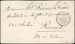 Obl. LE VILLE DE FLORENCE. Lettre Non Taxée Frappée Du CàD ARMEE DU RHIN BAU AL Du 18 Septembre 1870 à Destination De RE - Guerre De 1870