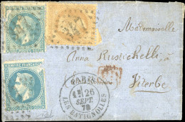 Obl. 28+29x2 - LES ETATS-UNIS. 10c. + 2 X 20c. Lauré (déf.) Obl. GC 347 S/lettre Frappée Du CàD De PARIS - BATIGNOLLES D - Oorlog 1870