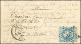 Obl. 29 - L'ARMAND BARBES. 20c. Lauré Obl. étoile 6 S/lettre Frappée Du CàD De PARS - SENAT Du 2 Octobre 1870 à Destinat - Guerra De 1870