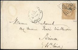 Obl. 28 - L'ARMAND BARBES. 10c. Lauré Obl. GC 2793 S/carte Frappée Du CàD De PARIS - PASSY-LES-PARIS Du 3 Octobre 1870 à - War 1870