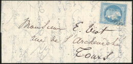 Obl. 29 - Pli Confié Du VICTOR HUGO. 20c. Laurés Obl. GC 3997, S/lettre Manuscrite Du 13 Octobre à Destination De TOURS. - Krieg 1870