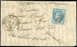 Obl. 29 - LE VILLE DE CHATEAUDUN. 20c. Lauré Obl. GC 2635 S/lettre Frappée Du CàD De NEUILLY-SUR-SEINE Du 4 Novembre 187 - Guerre De 1870