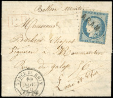 Obl. 37 - LE DAGUERRE. 20c. Siège Obl. A.R.A.M. S/lettre Frappée Du CàD ARMEE DU RHIN Du 10 Novembre 1870 à Destination  - Oorlog 1870