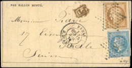 Obl. 29+36 - LE GENERAL UHRICH. 20c. Lauré + 10c. Siège (Affranchissement Rare) Obl. étoile 8 S/Gazette Des Absents N°7, - Krieg 1870