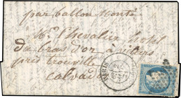 Obl. 37 - LE NEWTON. 20c. Siège Obl. étoile S/lettre Frappée Du CàD De PARIS (60) Du 2 Janvier 1871 à Destination De VIL - Guerre De 1870
