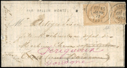 Obl. 28 - Pli Confié Du VAUCANSON. 10c. Lauré X 2 Obl. S/lettre Frappée Du CàD De LILLE Du 15 Janvier 1871 à Destination - Guerre De 1870