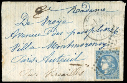 * 45 - 20c. Bordeaux Obl. S/ Lettre Frappée Du CàD De LA ROCHELLE Du 1 Février 1871 à Destination De PARIS Avec Mention  - War 1870