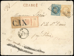 Obl. 29+32 - AGENCE LORIN. 80c. (timbre Décoloré) + 20c. Lauré Obl. PC Du GC 305 S/lettre Chargée Frappée Du CàD De BAR  - Oorlog 1870