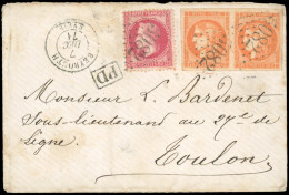 Obl. 32+48 - BEYROUTH. 80c. Lauré + Paire Du 40c. Bordeaux, Obl. GC 5082 S/lettre Frappée Du CàD De BEYROUTH - SYRIE Du  - 1849-1876: Klassik