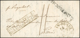 Obl. Lettre Manuscrite De CAYENNE - GUYANE Du 4 Février 1837 Frappée Du Cacahet "PAYS D'OUTREMER PAR ST JEAN DE LUZ" + C - Maritieme Post