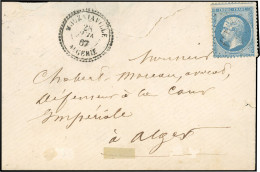 Obl. 22 - MOUZAIAVILLE. 20c. Obl. GC 5049 Frappe Légère, S/lettre Frappée Du CàD Perlée MOUZAIAVILLE - ALGERIE Du 28 Jui - 1849-1876: Classic Period