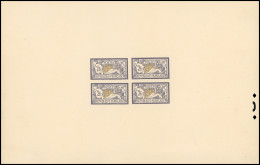 (*) 122 - Epreuve De Luxe Du 2F. Merson En Violet-jaune. Bloc De 4 S/feuille De Papier Bristol Avec Perforation De L'Ate - Andere & Zonder Classificatie