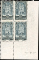 ** 259c - 3F. Cathédrale De Reims. Type IV. Bloc De 4. Coin De Feuille Intégral Daté Du 16.2.32. SUP. R. - Andere & Zonder Classificatie