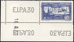 ** 6c - 1F.50 Outremer. Perforé "EIPA30". Coin De Feuille Perforé Et Daté Du 16.8.30. SUP. - Altri & Non Classificati