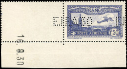 ** 6c - 1F.50 Outremer. Variété De Perforation AIEP30 à Cheval. Coin De Feuille Daté Du 16.9.30. SUP. - Altri & Non Classificati