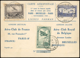 Obl. 6c - 1F.50 Outremer, Perforé EIPA30 + Vignette De L'exposition En Vert, S/carte Aéropostale Numérotée Du 1er Essai  - Altri & Non Classificati